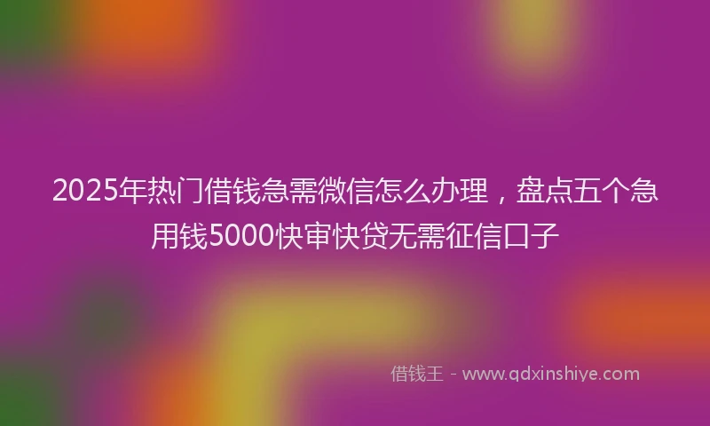 2025年热门借钱急需微信怎么办理，盘点五个急用钱5000快审快贷无需征信口子