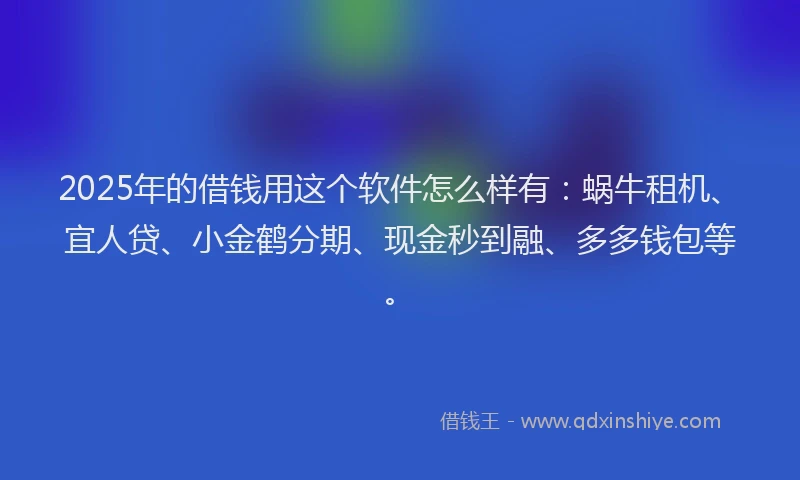 2025年的借钱用这个软件怎么样有：蜗牛租机、宜人贷、小金鹤分期、现金秒到融、多多钱包等。