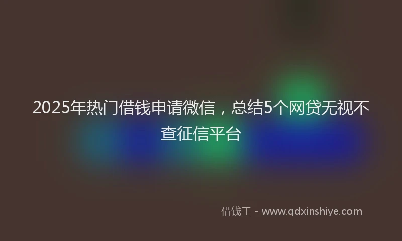 2025年热门借钱申请微信，总结5个网贷无视不查征信平台