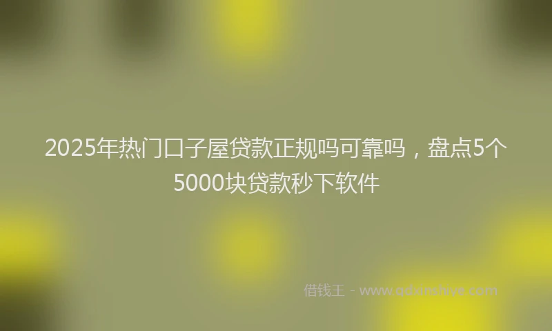 2025年热门口子屋贷款正规吗可靠吗，盘点5个5000块贷款秒下软件