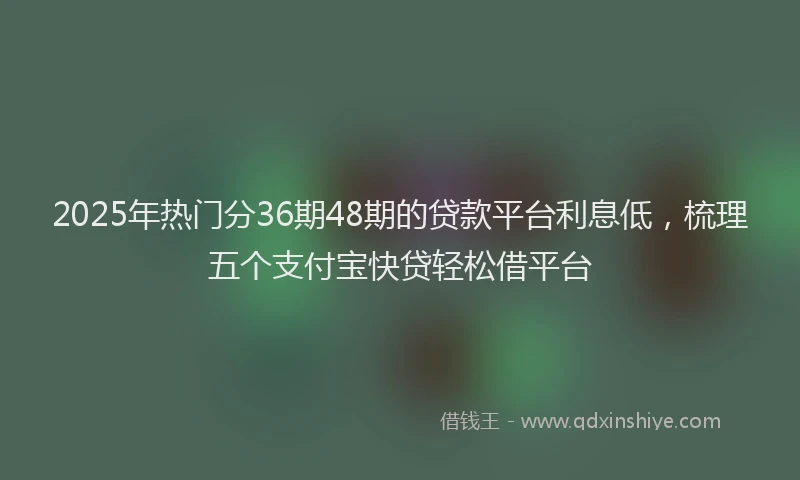 2025年热门分36期48期的贷款平台利息低，梳理五个支付宝快贷轻松借平台