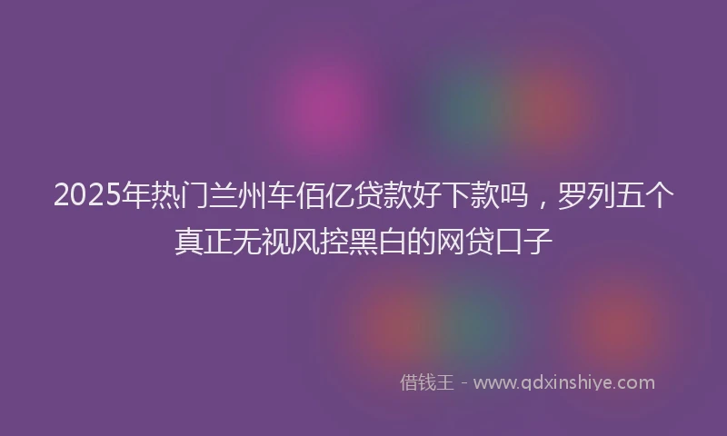 2025年热门兰州车佰亿贷款好下款吗，罗列五个真正无视风控黑白的网贷口子