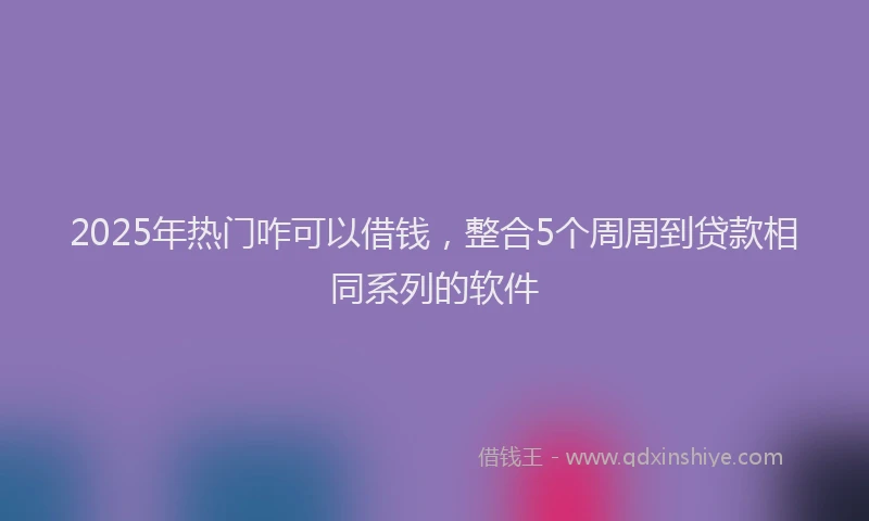 2025年热门咋可以借钱，整合5个周周到贷款相同系列的软件