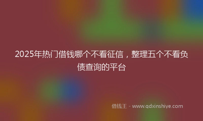 2025年热门借钱哪个不看征信，整理五个不看负债查询的平台