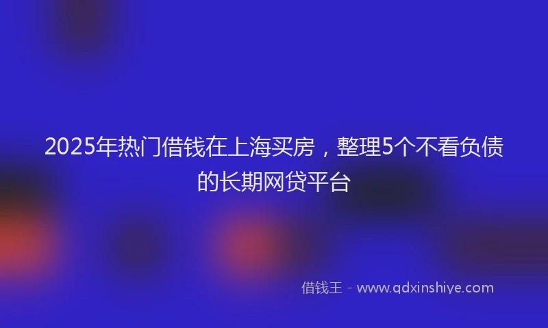 2025年热门借钱在上海买房，整理5个不看负债的长期网贷平台