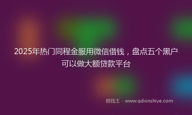 2025年热门同程金服用微信借钱，盘点五个黑户可以做大额贷款平台