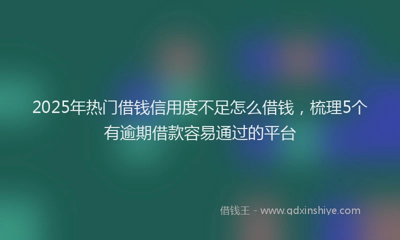 2025年热门借钱信用度不足怎么借钱，梳理5个有逾期借款容易通过的平台