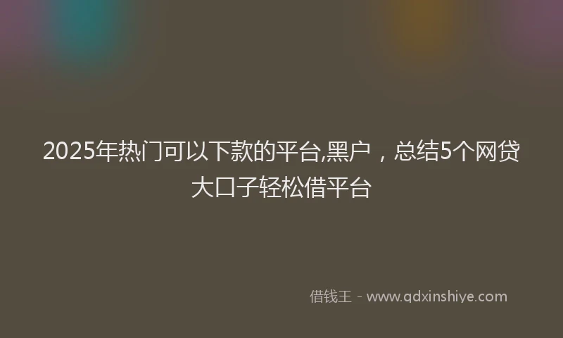 2025年热门可以下款的平台,黑户，总结5个网贷大口子轻松借平台