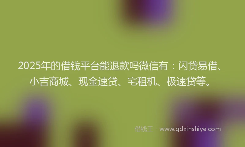 2025年的借钱平台能退款吗微信有：闪贷易借、小吉商城、现金速贷、宅租机、极速贷等。