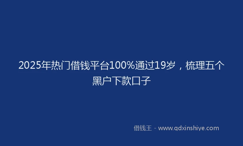 2025年热门借钱平台100%通过19岁，梳理五个黑户下款口子