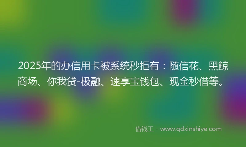 2025年的办信用卡被系统秒拒有：随信花、黑鲸商场、你我贷-极融、速享宝钱包、现金秒借等。