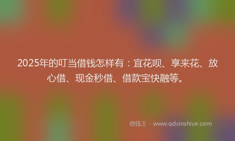 2025年的叮当借钱怎样有：宜花呗、享来花、放心借、现金秒借、借款宝快融等。