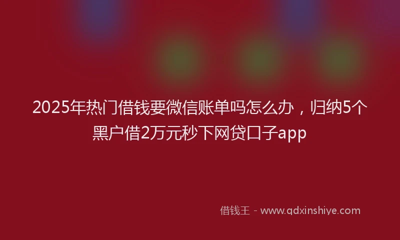 2025年热门借钱要微信账单吗怎么办，归纳5个黑户借2万元秒下网贷口子app
