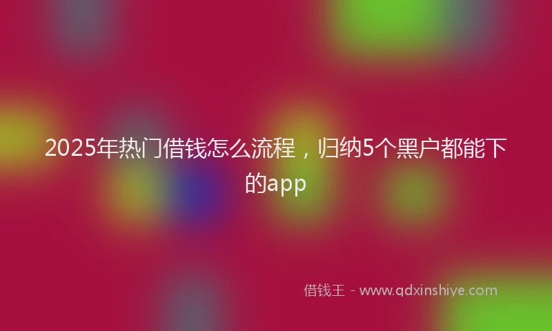 2025年热门借钱怎么流程，归纳5个黑户都能下的app