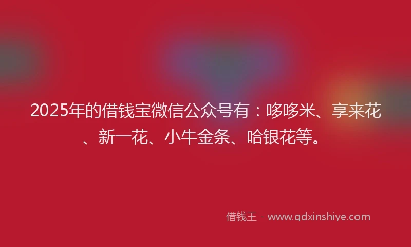 2025年的借钱宝微信公众号有：哆哆米、享来花、新一花、小牛金条、哈银花等。