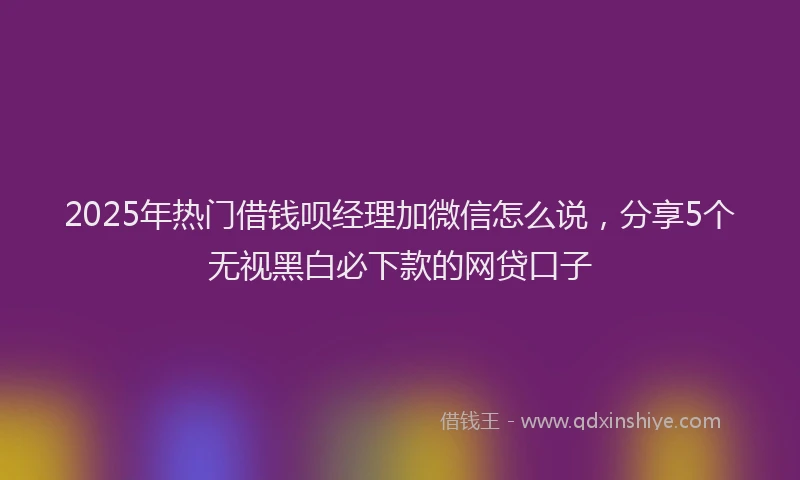 2025年热门借钱呗经理加微信怎么说，分享5个无视黑白必下款的网贷口子