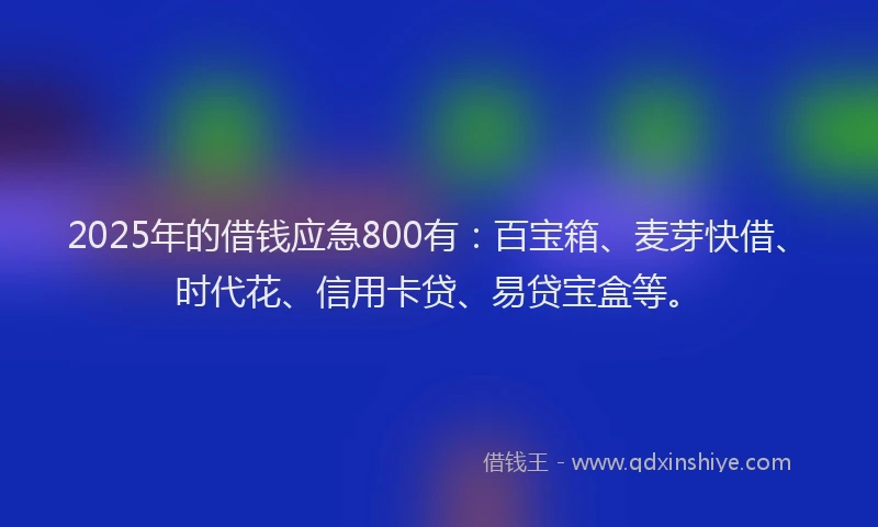 2025年的借钱应急800有：百宝箱、麦芽快借、时代花、信用卡贷、易贷宝盒等。