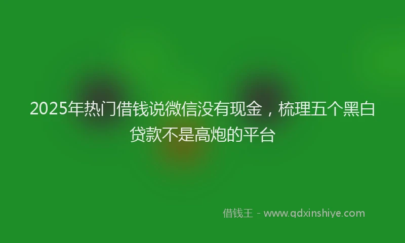2025年热门借钱说微信没有现金，梳理五个黑白贷款不是高炮的平台
