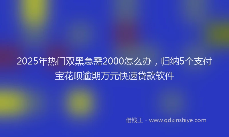 2025年热门双黑急需2000怎么办，归纳5个支付宝花呗逾期万元快速贷款软件