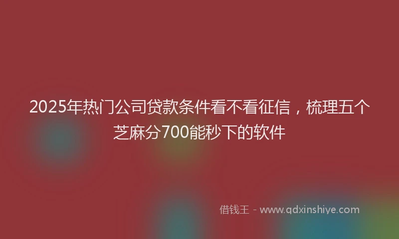 2025年热门公司贷款条件看不看征信，梳理五个芝麻分700能秒下的软件