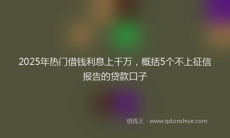 2025年热门借钱利息上千万，概括5个不上征信报告的贷款口子