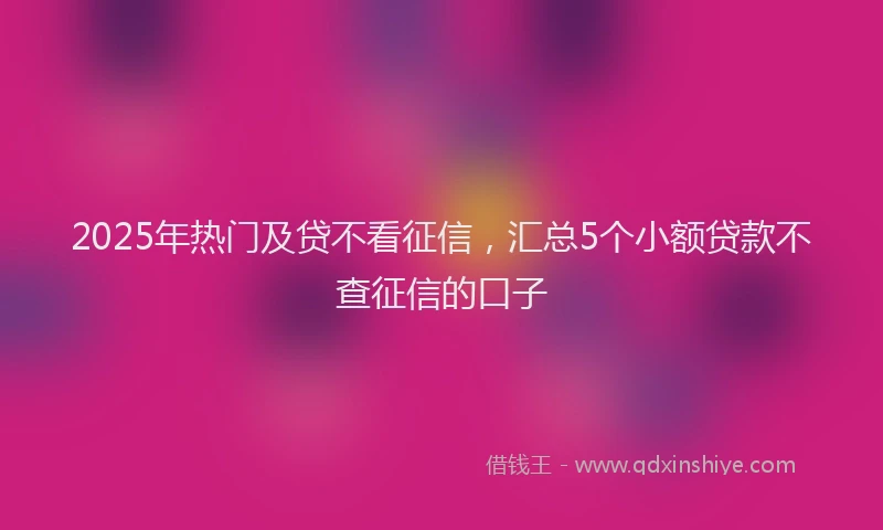 2025年热门及贷不看征信，汇总5个小额贷款不查征信的口子