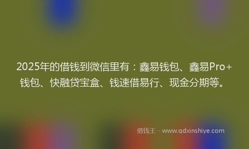 2025年的借钱到微信里有：鑫易钱包、鑫易Pro+钱包、快融贷宝盒、钱速借易行、现金分期等。