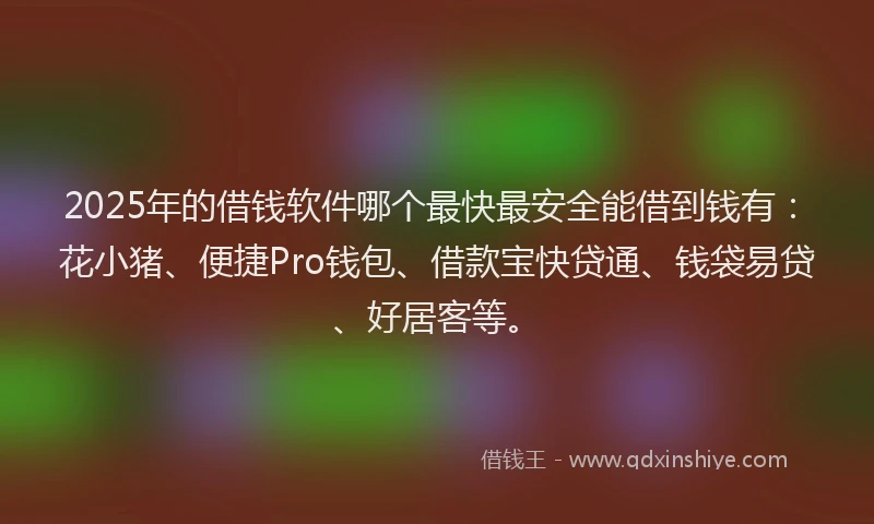 2025年的借钱软件哪个最快最安全能借到钱有：花小猪、便捷Pro钱包、借款宝快贷通、钱袋易贷、好居客等。