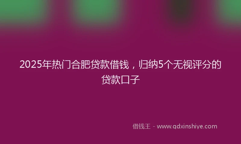 2025年热门合肥贷款借钱，归纳5个无视评分的贷款口子