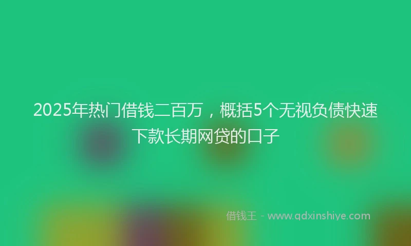 2025年热门借钱二百万，概括5个无视负债快速下款长期网贷的口子