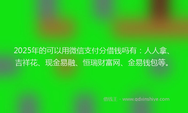 2025年的可以用微信支付分借钱吗有：人人拿、吉祥花、现金易融、恒瑞财富网、金易钱包等。
