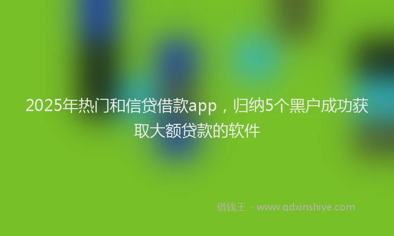 2025年热门和信贷借款app，归纳5个黑户成功获取大额贷款的软件