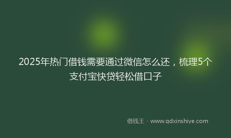 2025年热门借钱需要通过微信怎么还，梳理5个支付宝快贷轻松借口子