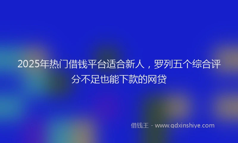 2025年热门借钱平台适合新人，罗列五个综合评分不足也能下款的网贷