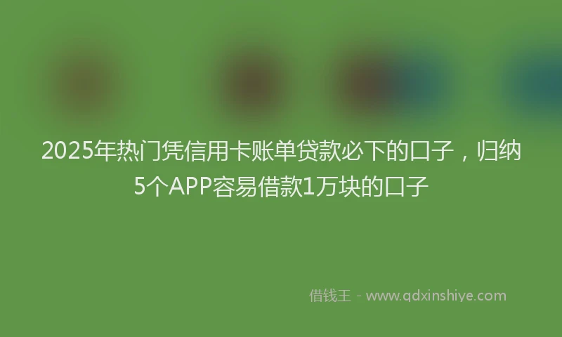 2025年热门凭信用卡账单贷款必下的口子，归纳5个APP容易借款1万块的口子
