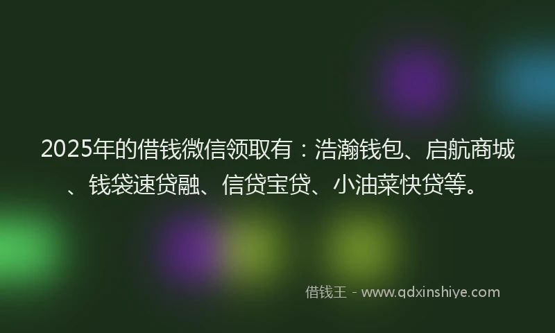 2025年的借钱微信领取有：浩瀚钱包、启航商城、钱袋速贷融、信贷宝贷、小油菜快贷等。