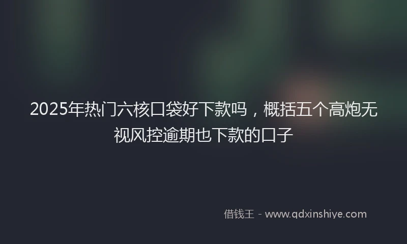 2025年热门六核口袋好下款吗，概括五个高炮无视风控逾期也下款的口子