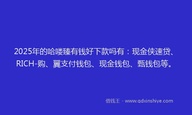 2025年的哈喽臻有钱好下款吗有：现金侠速贷、RICH-购、翼支付钱包、现金钱包、甄钱包等。