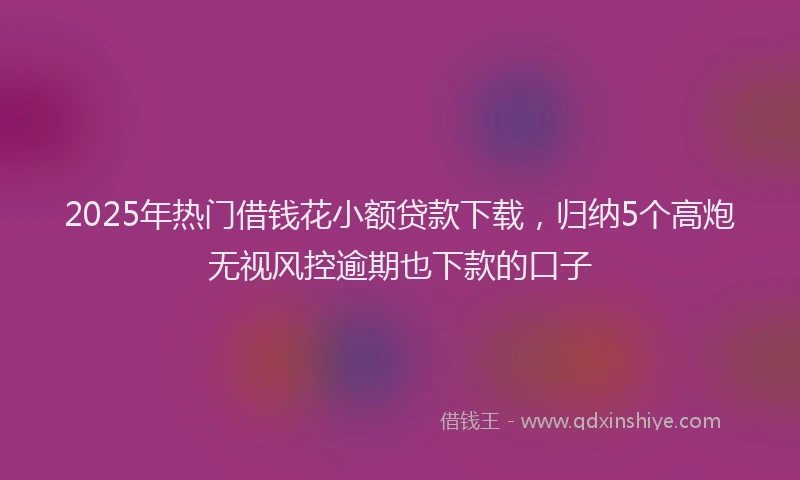 2025年热门借钱花小额贷款下载，归纳5个高炮无视风控逾期也下款的口子