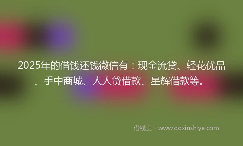 2025年的借钱还钱微信有：现金流贷、轻花优品、手中商城、人人贷借款、星辉借款等。