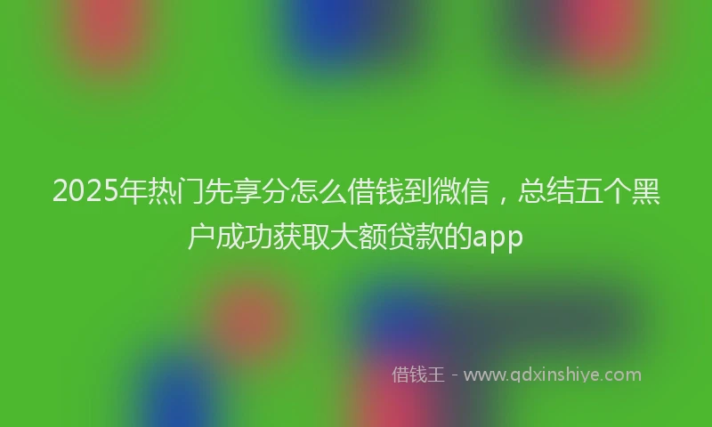 2025年热门先享分怎么借钱到微信，总结五个黑户成功获取大额贷款的app