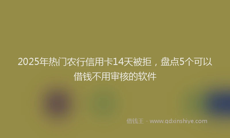 2025年热门农行信用卡14天被拒，盘点5个可以借钱不用审核的软件