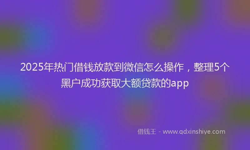 2025年热门借钱放款到微信怎么操作，整理5个黑户成功获取大额贷款的app