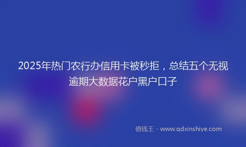 2025年热门农行办信用卡被秒拒，总结五个无视逾期大数据花户黑户口子