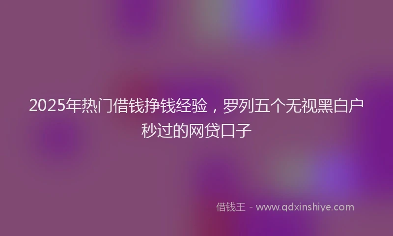 2025年热门借钱挣钱经验，罗列五个无视黑白户秒过的网贷口子