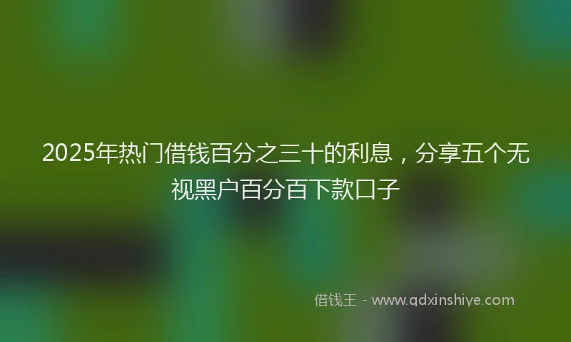 2025年热门借钱百分之三十的利息，分享五个无视黑户百分百下款口子