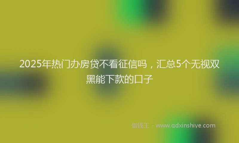 2025年热门办房贷不看征信吗，汇总5个无视双黑能下款的口子