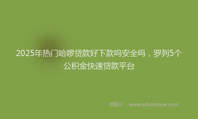 2025年热门哈啰贷款好下款吗安全吗，罗列5个公积金快速贷款平台