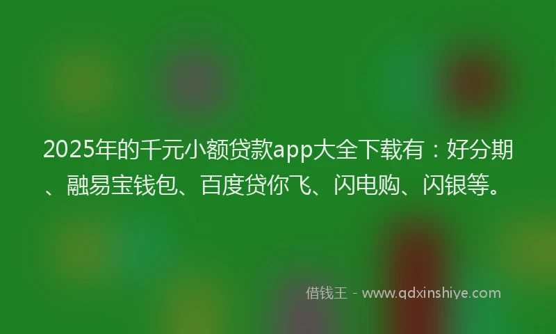 2025年的千元小额贷款app大全下载有：好分期、融易宝钱包、百度贷你飞、闪电购、闪银等。