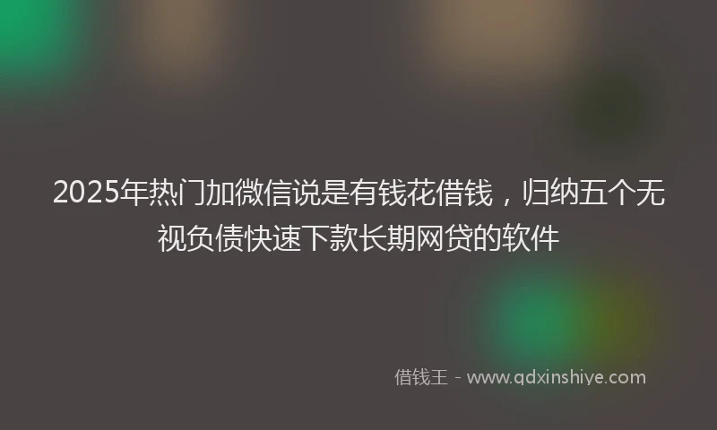 2025年热门加微信说是有钱花借钱，归纳五个无视负债快速下款长期网贷的软件